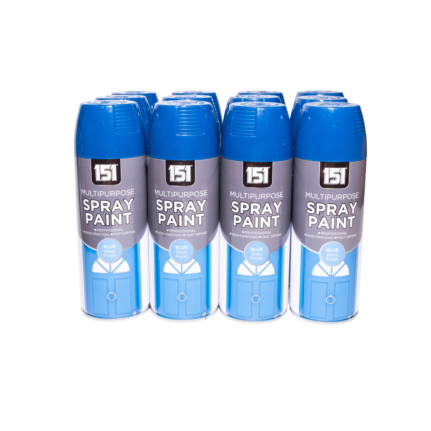 12 X 151 Blue Gloss Spray Paint 400ml – Quick Dry Multi-Purpose Paint for Wood, Metal, Plastic & More