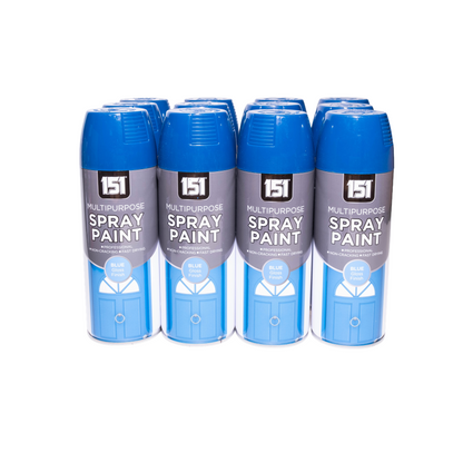12 X 151 Blue Gloss Spray Paint 400ml – Quick Dry Multi-Purpose Paint for Wood, Metal, Plastic & More