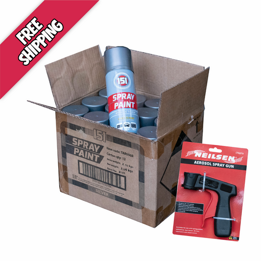 [1 Box] 12 X 151 Metallic Silver Spray Paint 200ml – Quick Dry Multi-Surface Paint for Wood, Metal & Vehicles