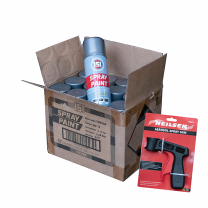 [1 Box] 12 X 151 Metallic Silver Spray Paint 200ml – Quick Dry Multi-Surface Paint for Wood, Metal & Vehicles