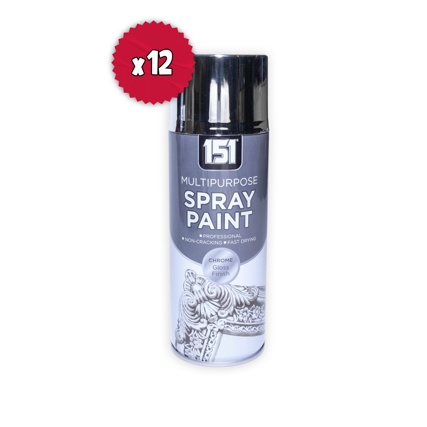 12 X Chrome Spray Paint 400ml (1 Box) – Durable, Fast-Drying Metallic Finish