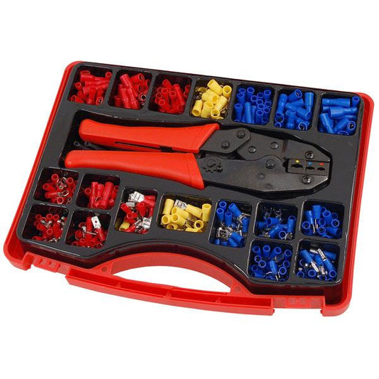 552pc Electricians Insulated Ratcheting Crimping Tool & Terminal Set – Ratchet Crimper with Connectors