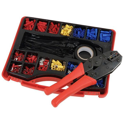 552pc Electricians Insulated Ratcheting Crimping Tool & Terminal Set – Ratchet Crimper with Connectors