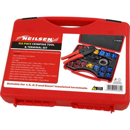 552pc Electricians Insulated Ratcheting Crimping Tool & Terminal Set – Ratchet Crimper with Connectors