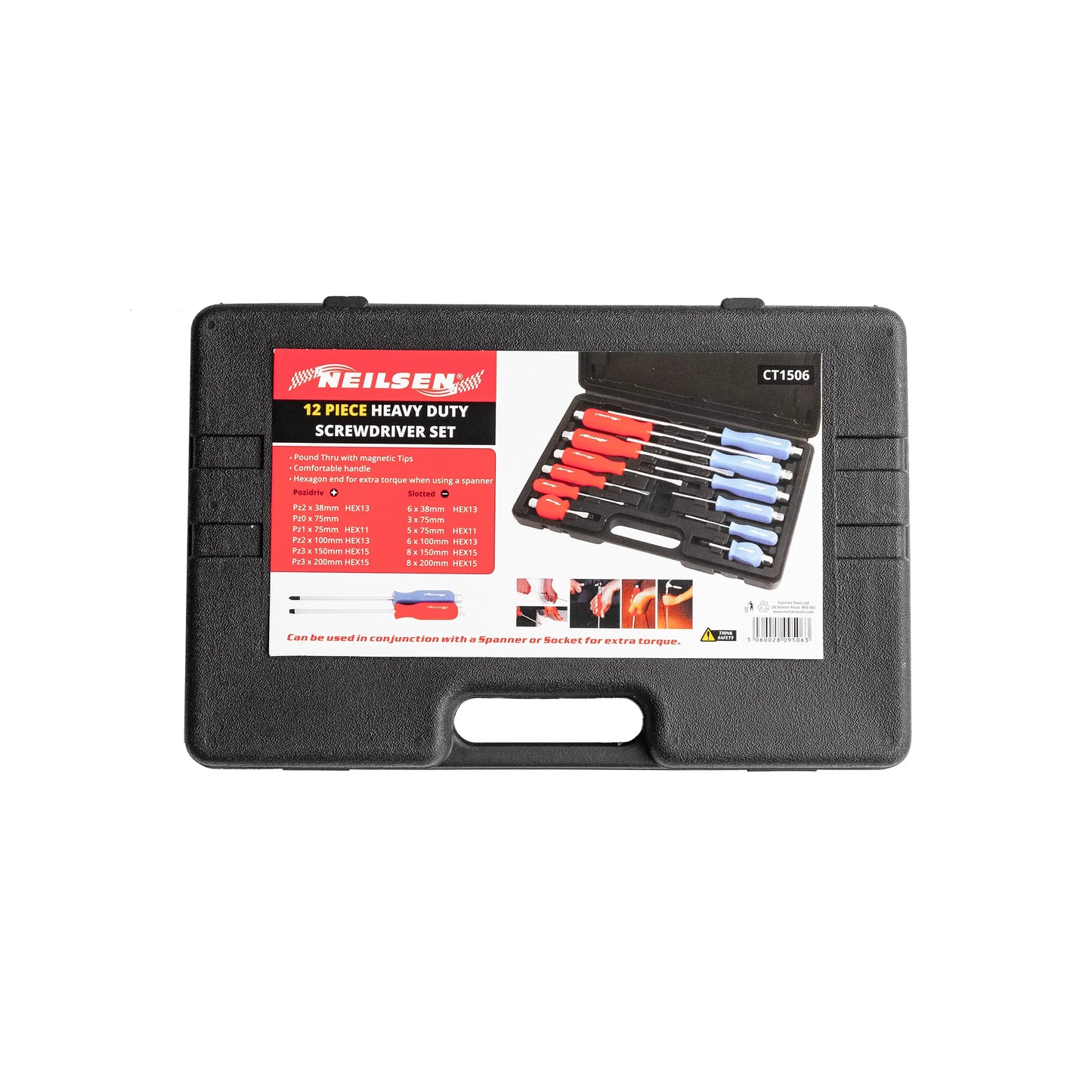 Neilsen 12 Piece Magnetic Screwdriver Set – Heavy Duty Pozi & Slotted Go-Through Drivers with Hex Tops