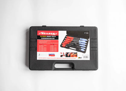 Neilsen 12 Piece Magnetic Screwdriver Set – Heavy Duty Pozi & Slotted Go-Through Drivers with Hex Tops