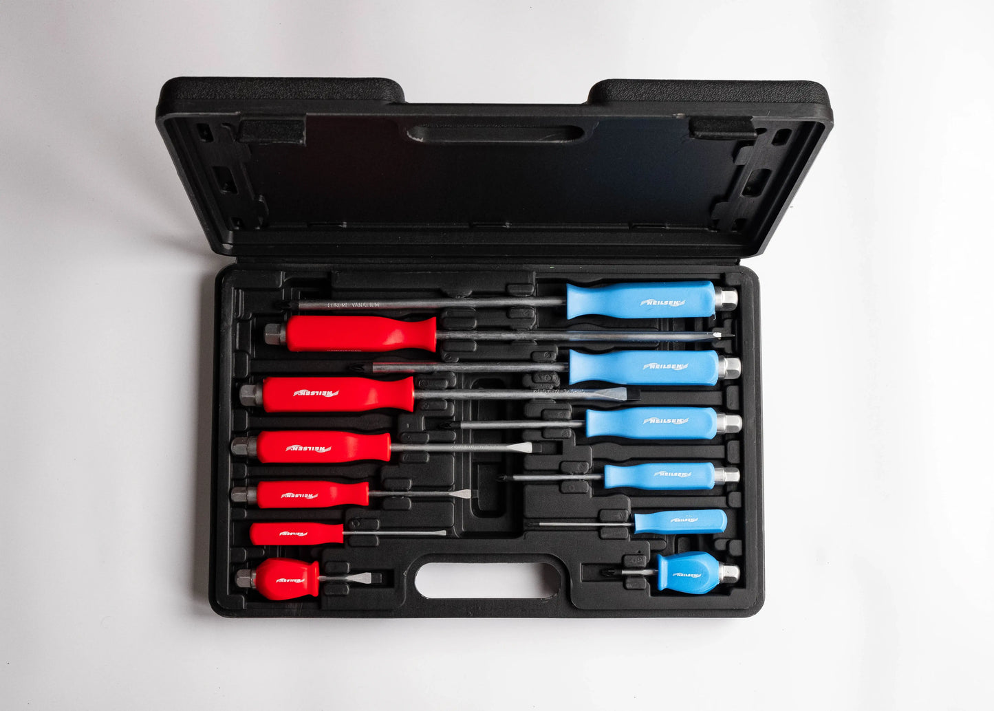 Neilsen 12 Piece Magnetic Screwdriver Set – Heavy Duty Pozi & Slotted Go-Through Drivers with Hex Tops