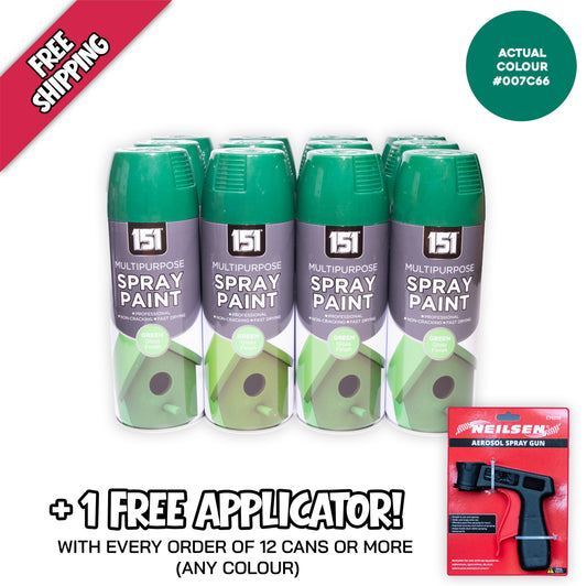 12 X 151 Green Gloss Spray Paint 400ml (1 Box) – Fast Dry Multi-Purpose Paint for Wood, Metal, Plastic & More