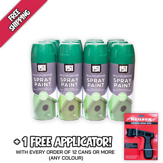 12 X 151 Green Gloss Spray Paint 400ml (1 Box) – Fast Dry Multi-Purpose Paint for Wood, Metal, Plastic & More