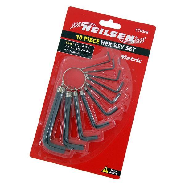 Hex Key Set 10 Piece 1.5–10mm CT0368 – Metric Allen Keys in packaging