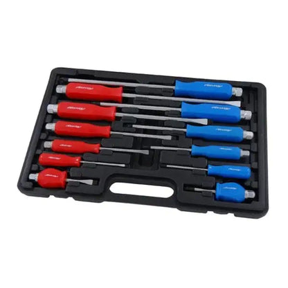 Neilsen 12 Piece Magnetic Screwdriver Set – Heavy Duty Phillips & Slotted Go-Through Drivers with Hex Tops contents