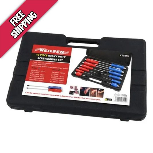 Neilsen 12 Piece Magnetic Screwdriver Set – Heavy Duty Phillips & Slotted Go-Through Drivers with Hex Tops Free Shipping