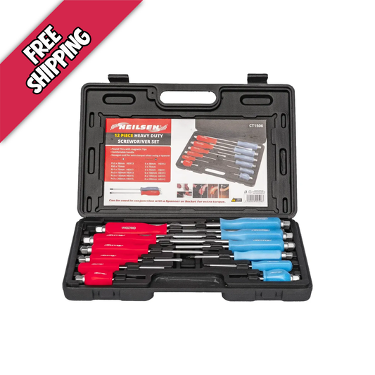 Neilsen 12 Piece Magnetic Screwdriver Set – Heavy Duty Pozi & Slotted Go-Through Drivers with Hex Tops in the box Perfect Screwdriver Set Free Shipping