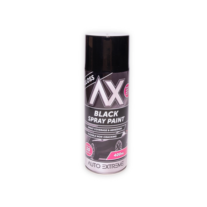 12 X Auto Extreme Professional Black Gloss Spray Paint 400ml | Automotive Aerosol Paint