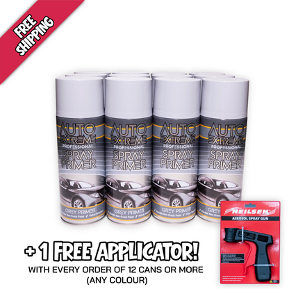 12 X Auto Extreme Professional Grey Primer Spray Paint 400ml Box of 12 Automotive Primer Cans