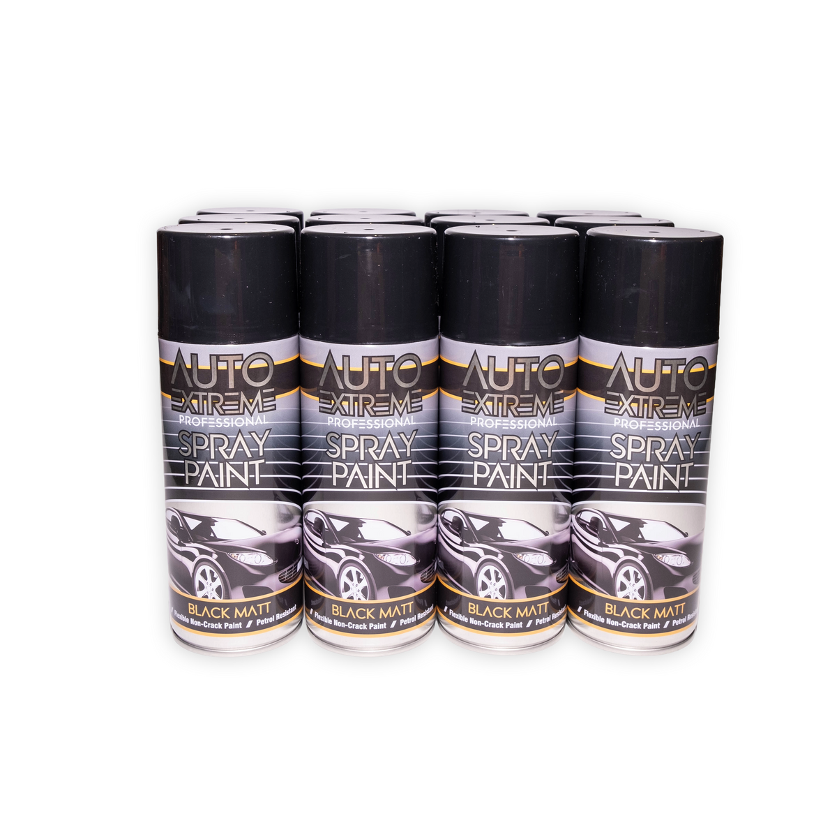 12 x AX Pro Spray Paint Matt Black 400ml Professional Aerosol Paint for Metal Wood Plastic & Automotive Use