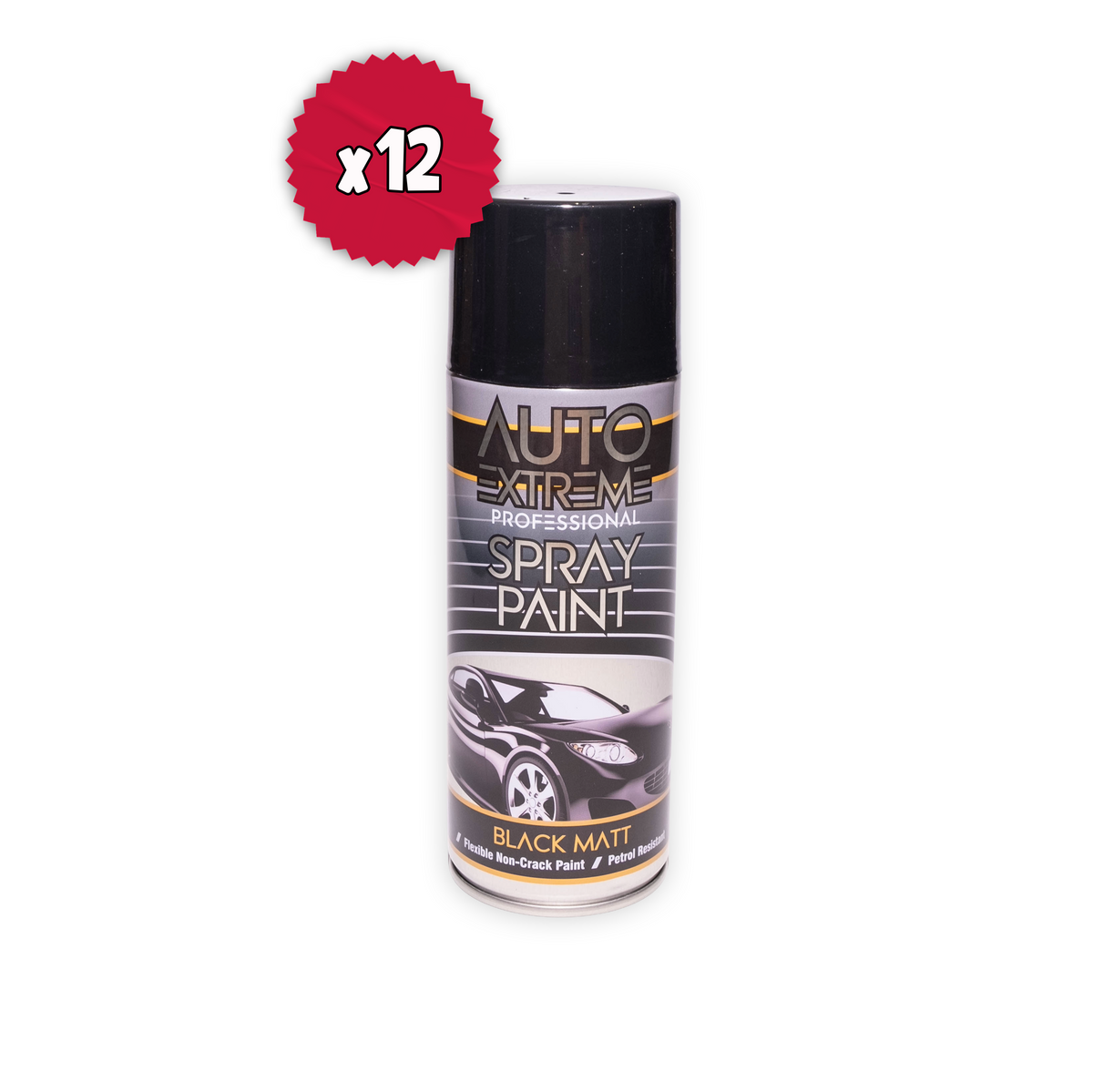 12 x AX Pro Spray Paint Matt Black 400ml Professional Aerosol Paint for Metal Wood Plastic & Automotive Use