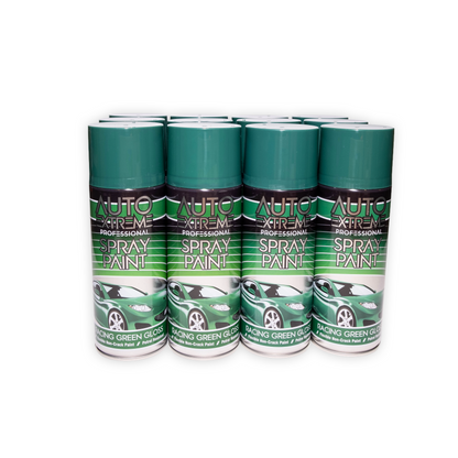 12 x AX Pro Spray Paint Gloss Racing Green 400ml Professional Aerosol Paint for Metal Wood Plastic & Automotive Use
