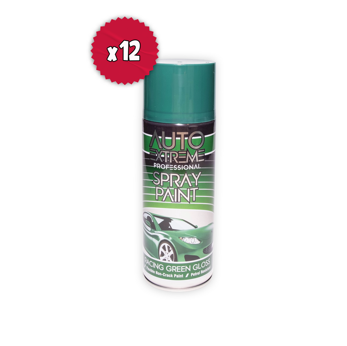 12 x AX Pro Spray Paint Gloss Racing Green 400ml Professional Aerosol Paint for Metal Wood Plastic & Automotive Use