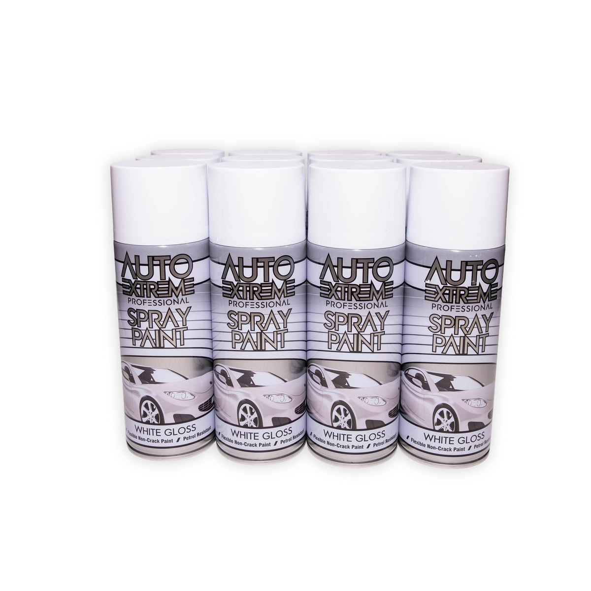 12 X Auto Extreme Professional White Gloss Spray Paint 400ml | Automotive Aerosol Paint