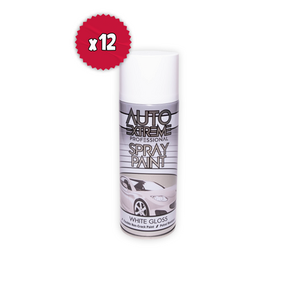 12 X Auto Extreme Professional White Gloss Spray Paint 400ml | Automotive Aerosol Paint