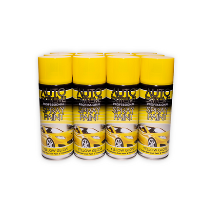 12 x AX Pro Spray Paint Yellow Gloss 400ml Professional Aerosol Paint for Metal Wood Plastic & Automotive Use