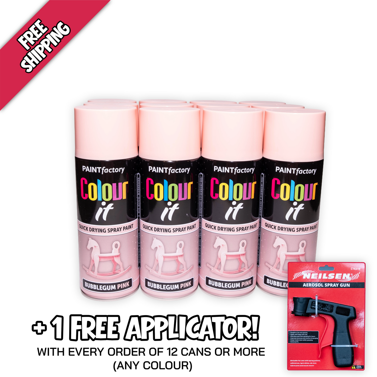 Paint Factory Colour It Bubblegum Pink Gloss Spray Paint 400ml | Quick Dry Aerosol Paint