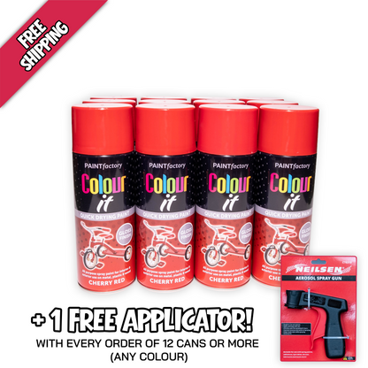 Paint Factory Colour It Cherry Red Gloss Spray Paint 400ml Quick Dry Aerosol Paint for Wood Metal Plastic & DIY Projects