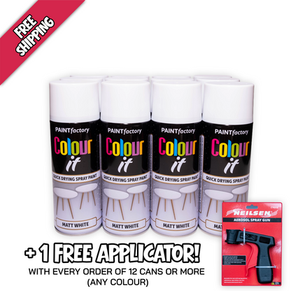 Paint Factory Colour It White Matt Spray Paint 400ml Quick Dry Multi Surface Aerosol Paint