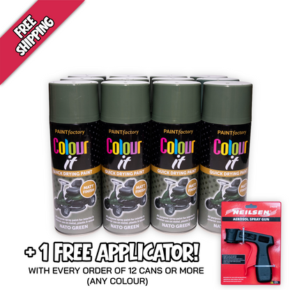 Paint Factory Colour It Nato Green Matt Spray Paint 400ml Quick Dry Aerosol Paint for Wood Metal Plastic & DIY Projects
