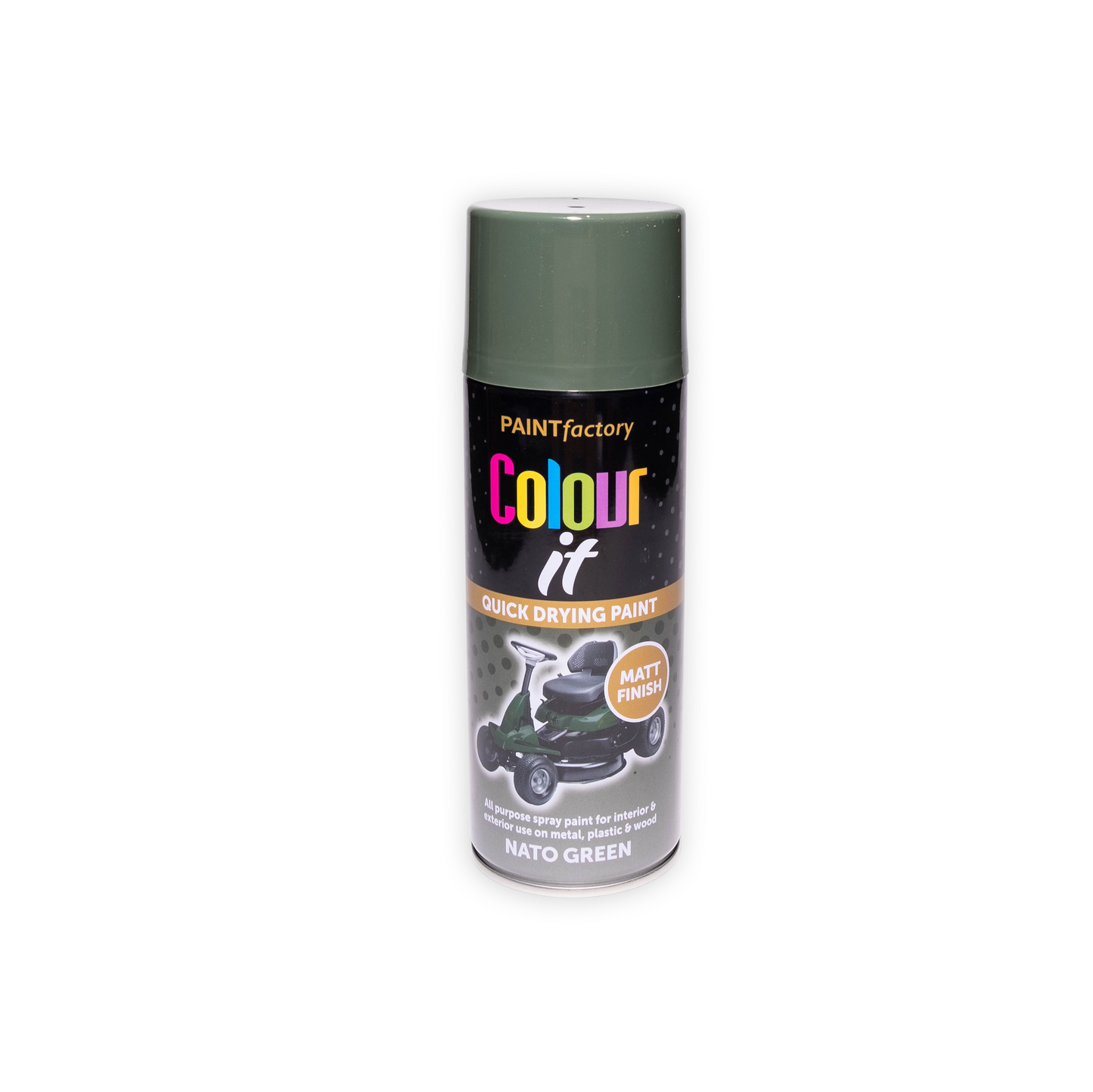Paint Factory Colour It Nato Green Matt Spray Paint 400ml Quick Dry Aerosol Paint for Wood Metal Plastic & DIY Projects