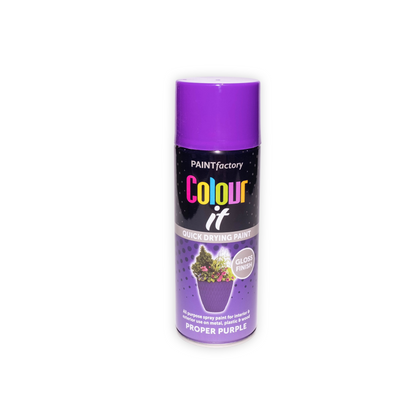 12 X Paint Factory Colour It Proper Purple Gloss Spray Paint 400ml | Quick Dry Aerosol Paint