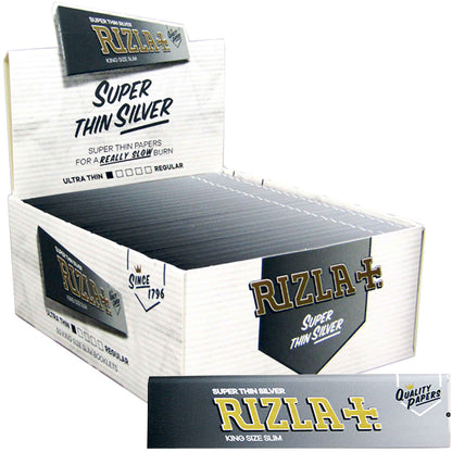 50 X King Size Slim Silver Rizla Rolling Smoking Papers