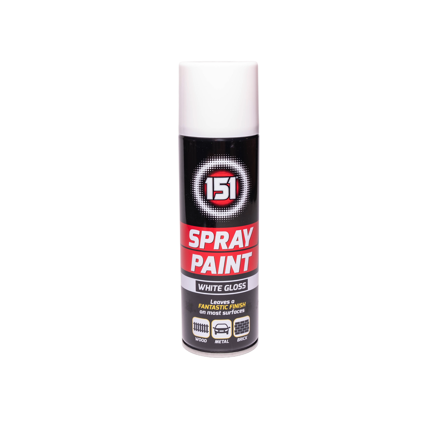 12 x 151 White Gloss Spray Paint 250ml Quick Dry Multi Surface Aerosol Paint with Free Applicator