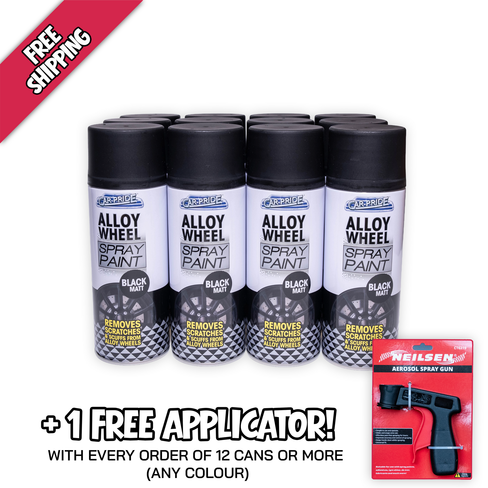 Car Pride Black Matt Spray Paint 400ml free applicator offer