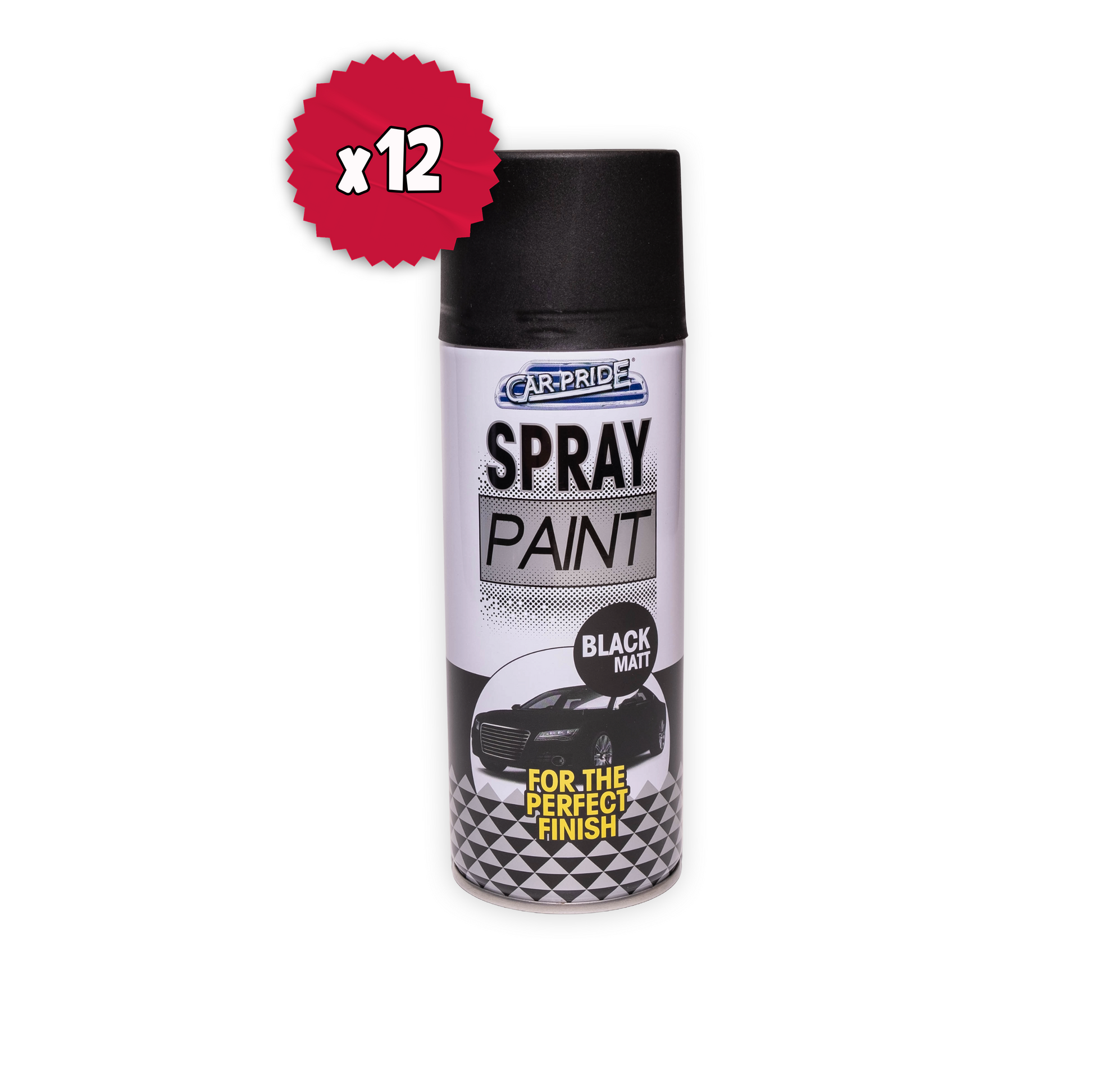 Car Pride Black Matt Spray Paint 400ml X12 can black matt finish