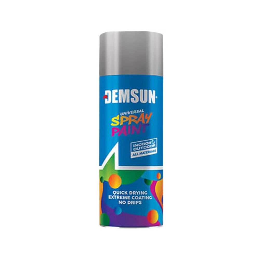 Demsun Silver Universal Spray Paint 200ml Quick Dry Multi Surface Aerosol Paint