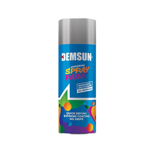 Demsun Silver Universal Spray Paint 200ml Quick Dry Multi Surface Aerosol Paint