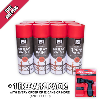 Free Applicator & Free Delivery with Every Order of 12 Red Primer Spray Paint Cans or More