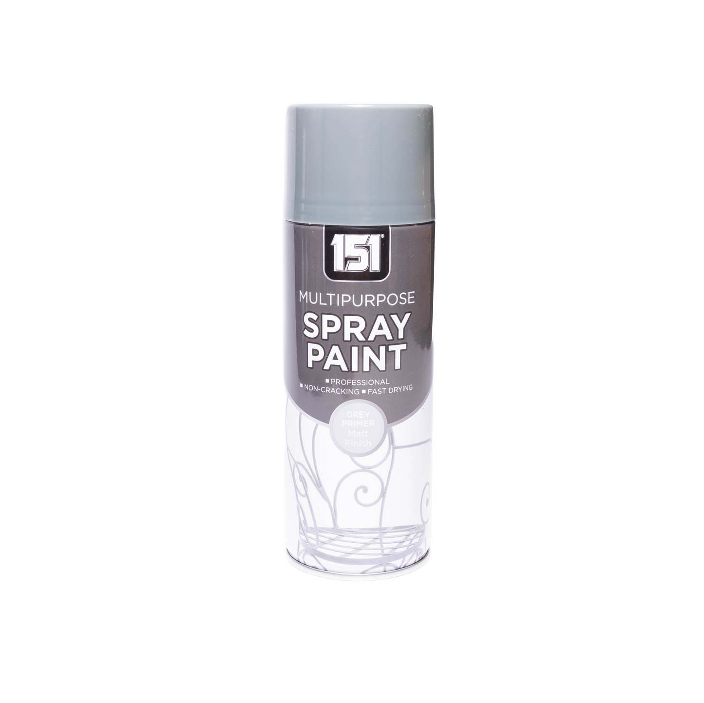 151 Grey Primer Spray Paint 400ml single can on white background