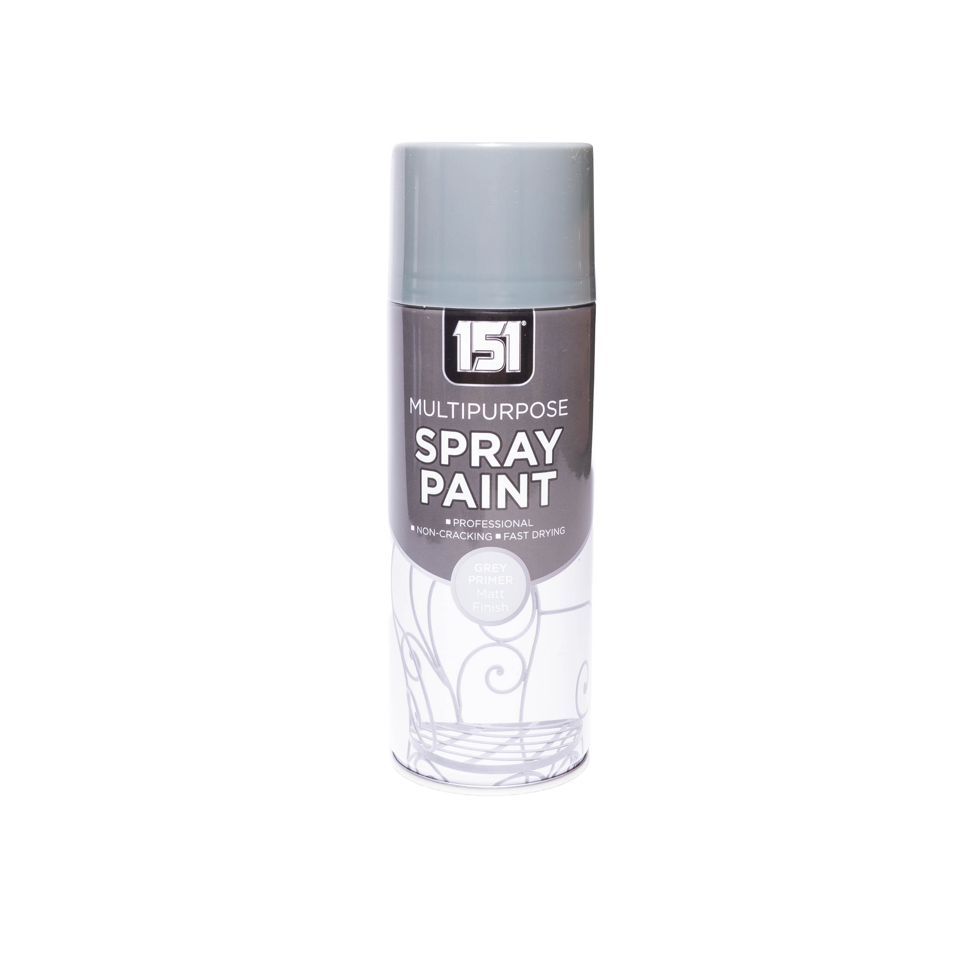 151 Grey Primer Spray Paint 400ml single can on white background