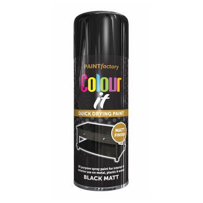 Paint Factory Colour It Black Matt Spray Paint 400ml quick drying aerosol paint can