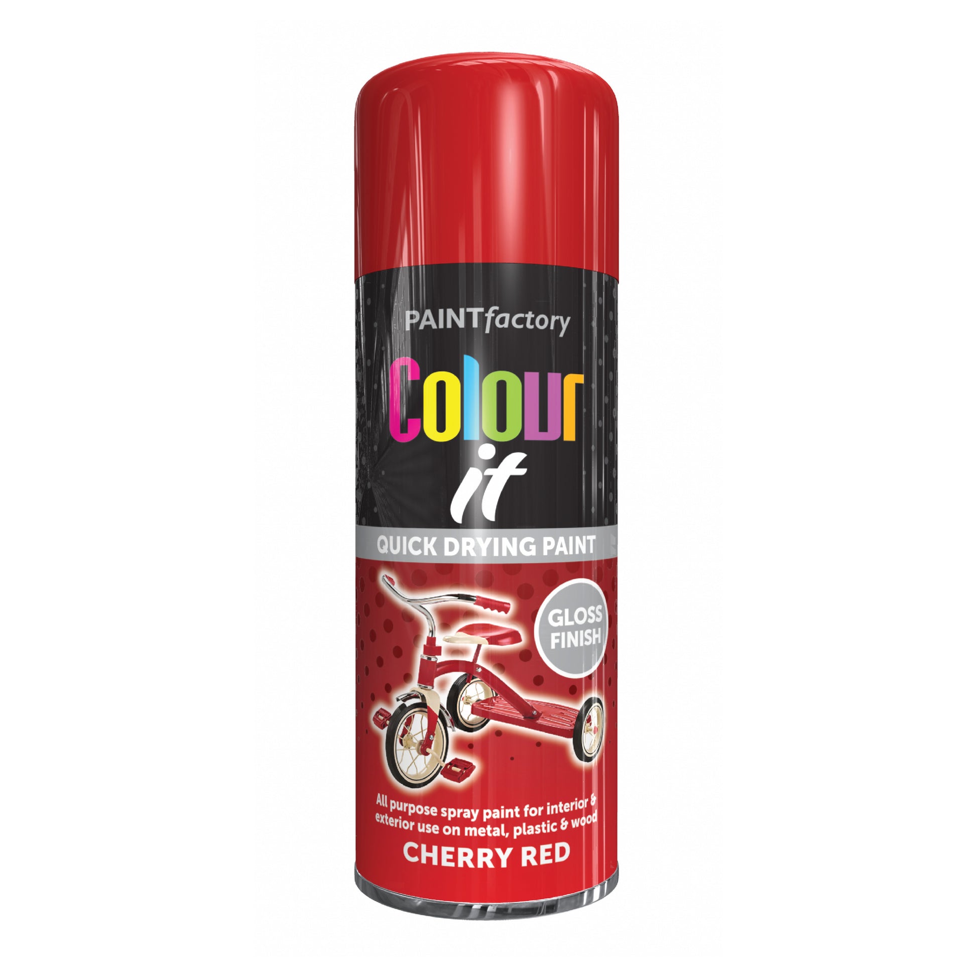 Paint Factory Colour It Cherry Red Gloss Spray Paint 400ml quick drying aerosol paint can