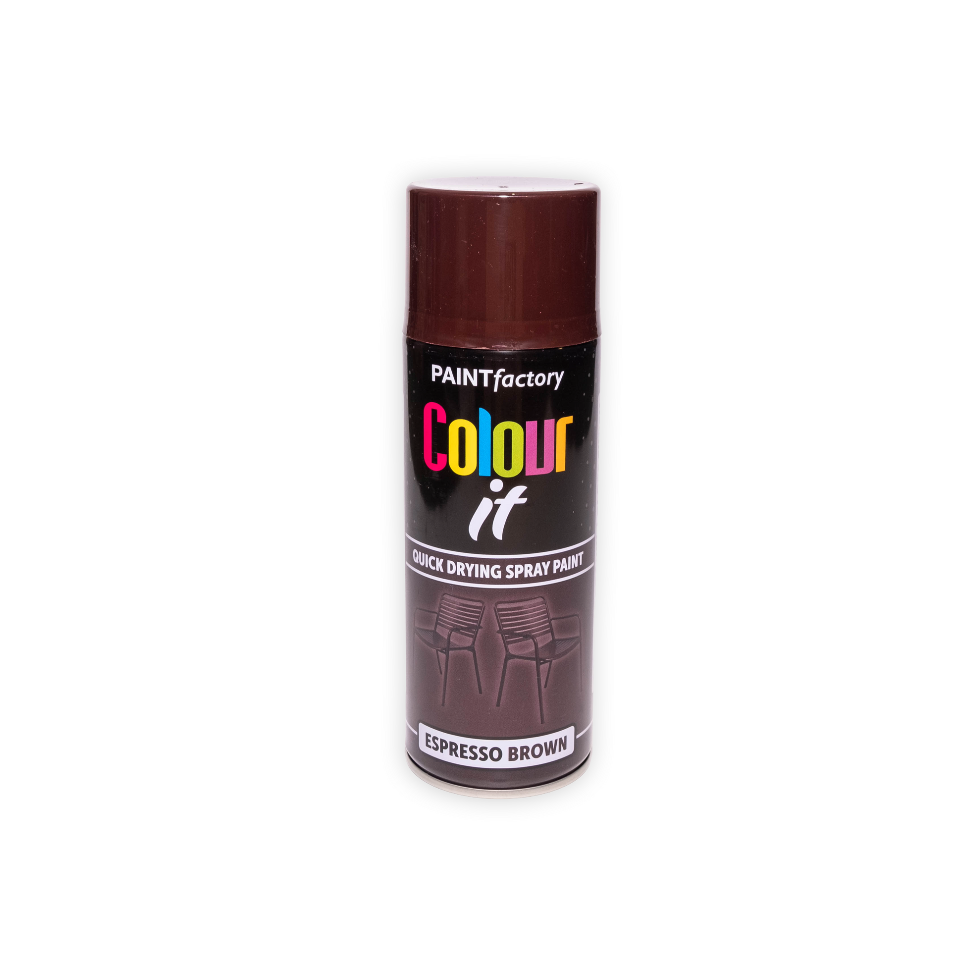 Paint Factory Colour It Espresso Brown Gloss Spray Paint 400ml quick drying aerosol paint can