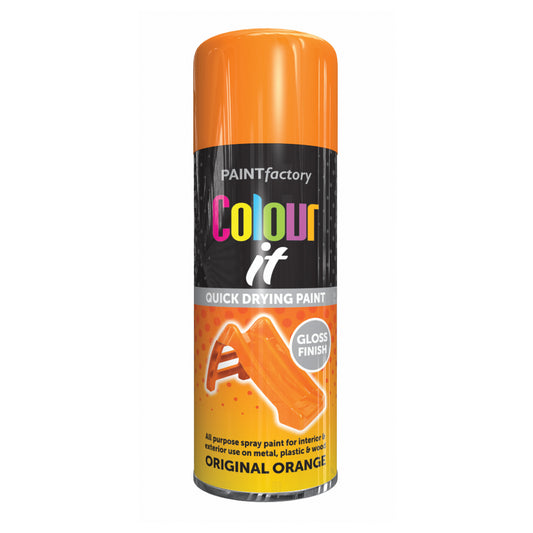 Paint Factory Colour It Original Orange Gloss Spray Paint 400ml quick drying aerosol paint can