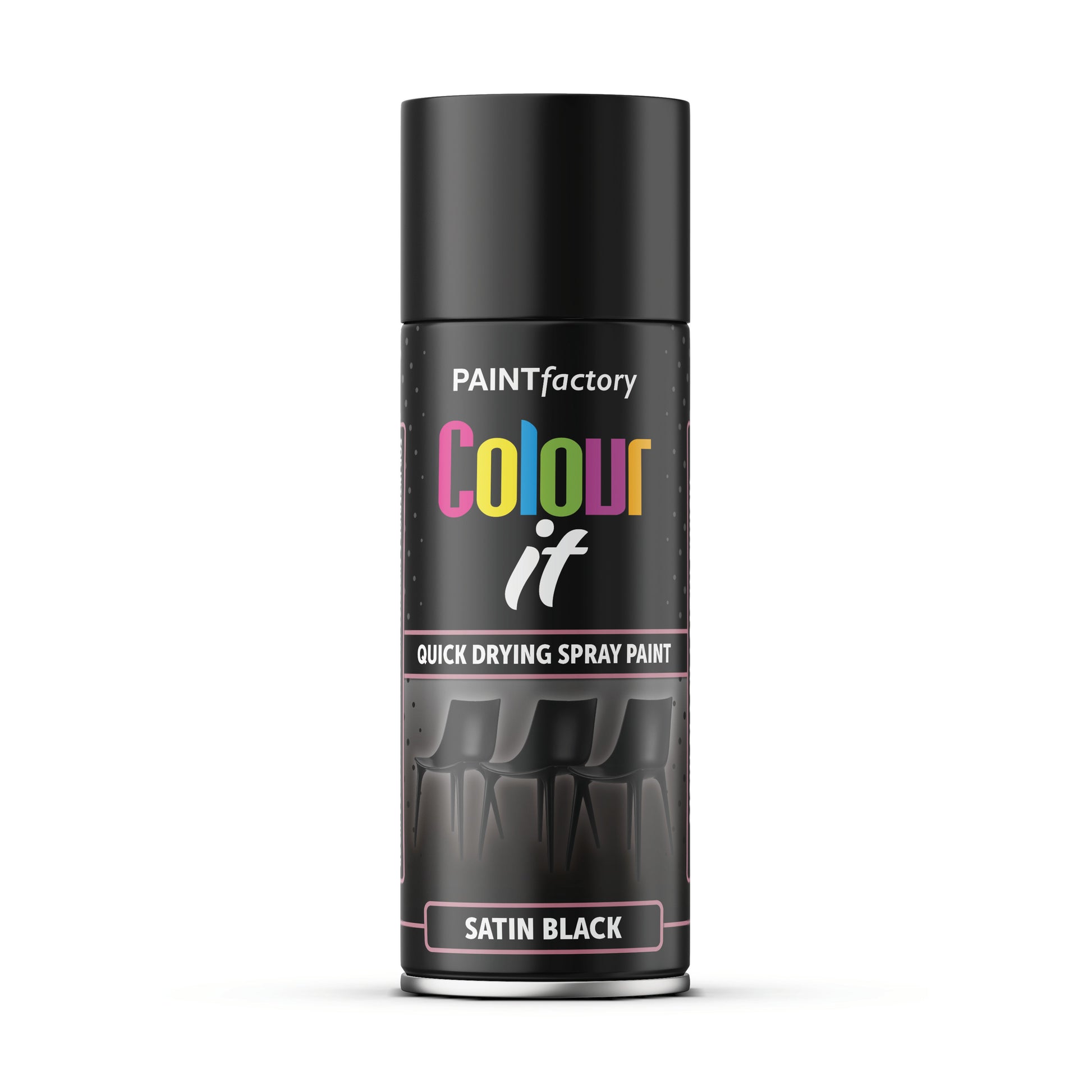 Paint Factory Colour It Satin Black Spray Paint 400ml quick drying aerosol paint can