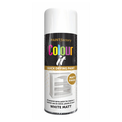 Paint Factory Colour It White Matt Spray Paint 400ml quick drying matt white aerosol paint