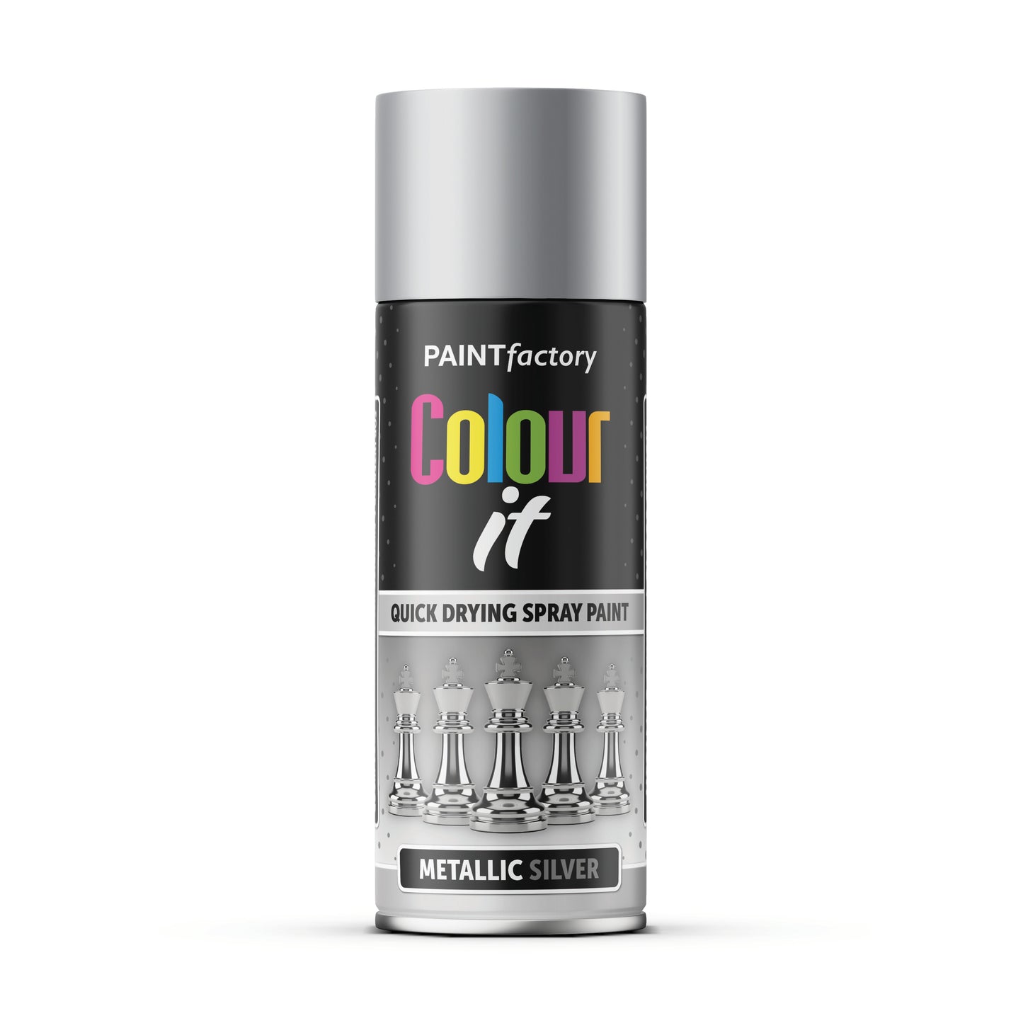 PF Colour It Metallic Silver Spray Paint 400ml aerosol can